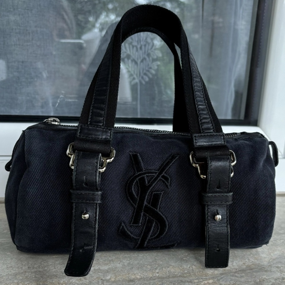 Yves Saint Laurent Black Denim Mini Bowler Bag